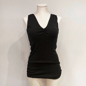 Michael Stars Womens Tunic Tank Top Black Size OS Ruching Shimmery Stretchy